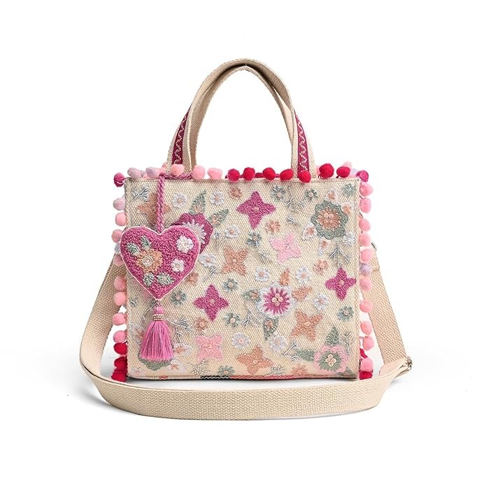 Boho Girl Whimsical Multicolor Jacquard Mini Blush Tote with Adjustable Strap | Wedding Gifts | Handbag For Girls | Birthday Gifts